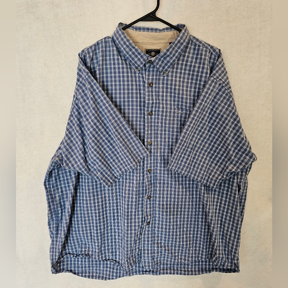 Wrangler Men's Blue White Check Short Sleeve Shirt Size 3XL